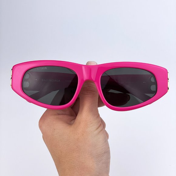 Balenciaga BB0095S 006 BRAND NEW Sunglasses Pink Gold Logo Grey Cat Eye Unisex main image 9